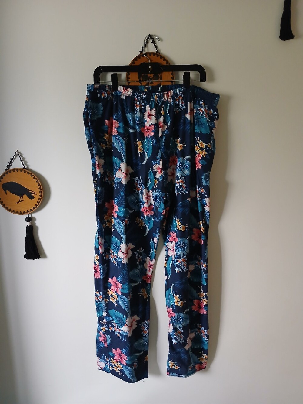 Loose Flowy Fit Floral Rayon Pants With Pockets